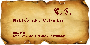 Miklóska Valentin névjegykártya
